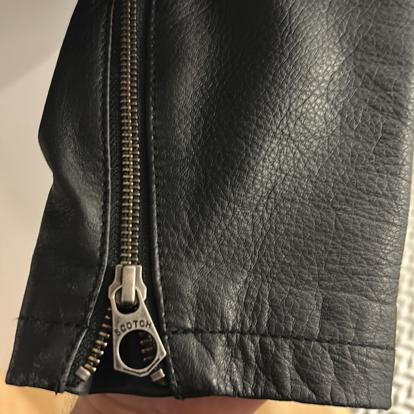 Scotch & soda vintage denim jean jacket vegan leather sleeves size small - Picture 4 of 5